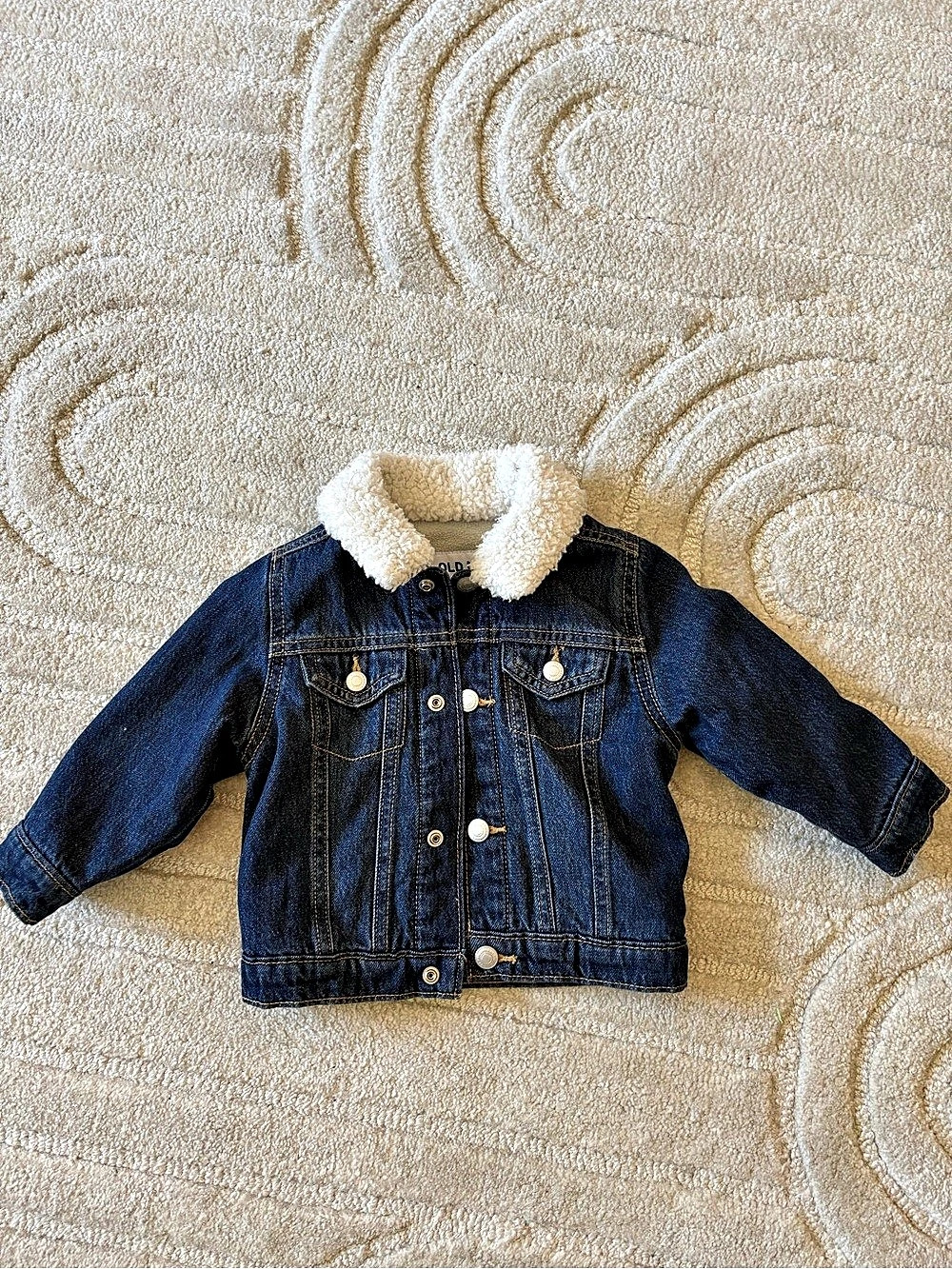 Old Navy Sherpa-Collar Jean Trucker Jacket for Baby Blue & White 12-18M